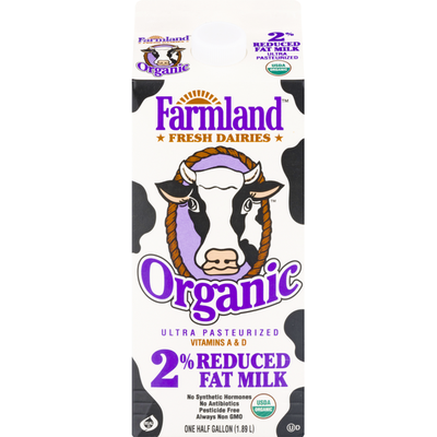 Farmland Milk, Organic, Reduced Fat, 2% Half Gallon